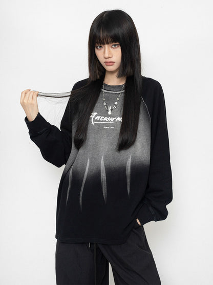 Oversize Gradient Design Round Neck Sweatshirt NA2429