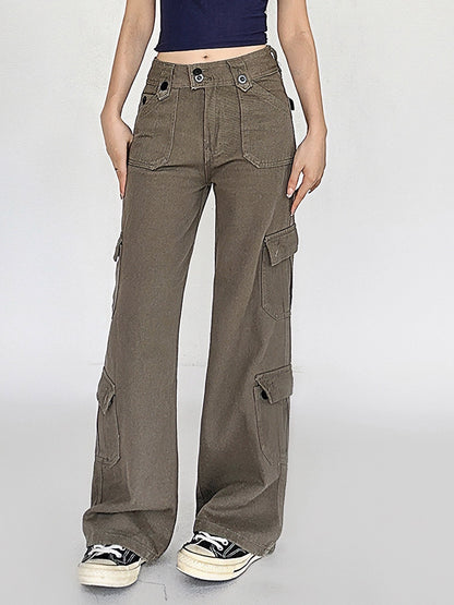 Wide-Leg Straight Cargo Pants NA4578