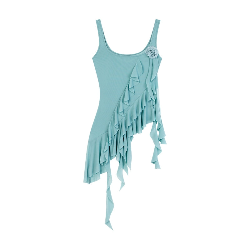 Slim Fit Ruffle Edge Mesh Camisole NA3862