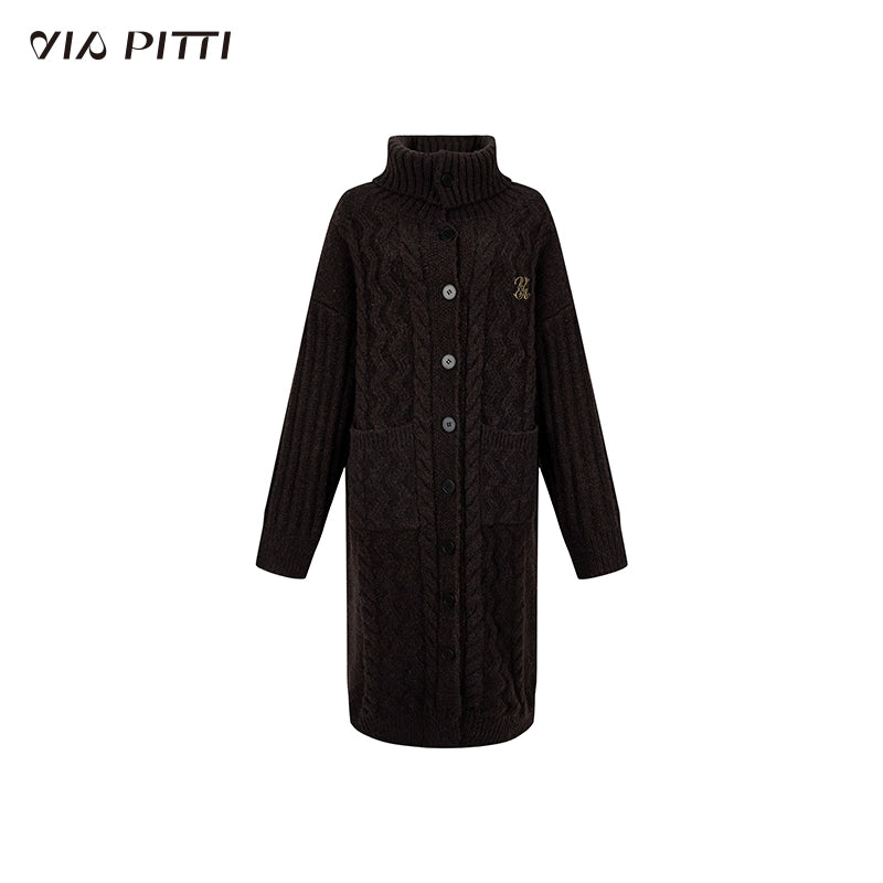 Big Lapel Long Knit Coat NA5099