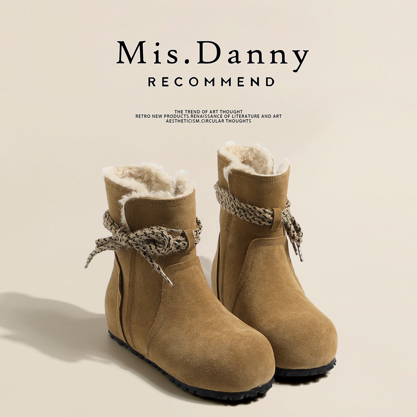 Fake Fur Lined Rope Laces Snow Boots NA8644