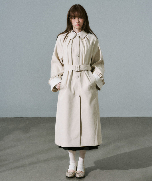 Lyocell Cotton Flower Bud Patchwork Ruffle Coat NA8795