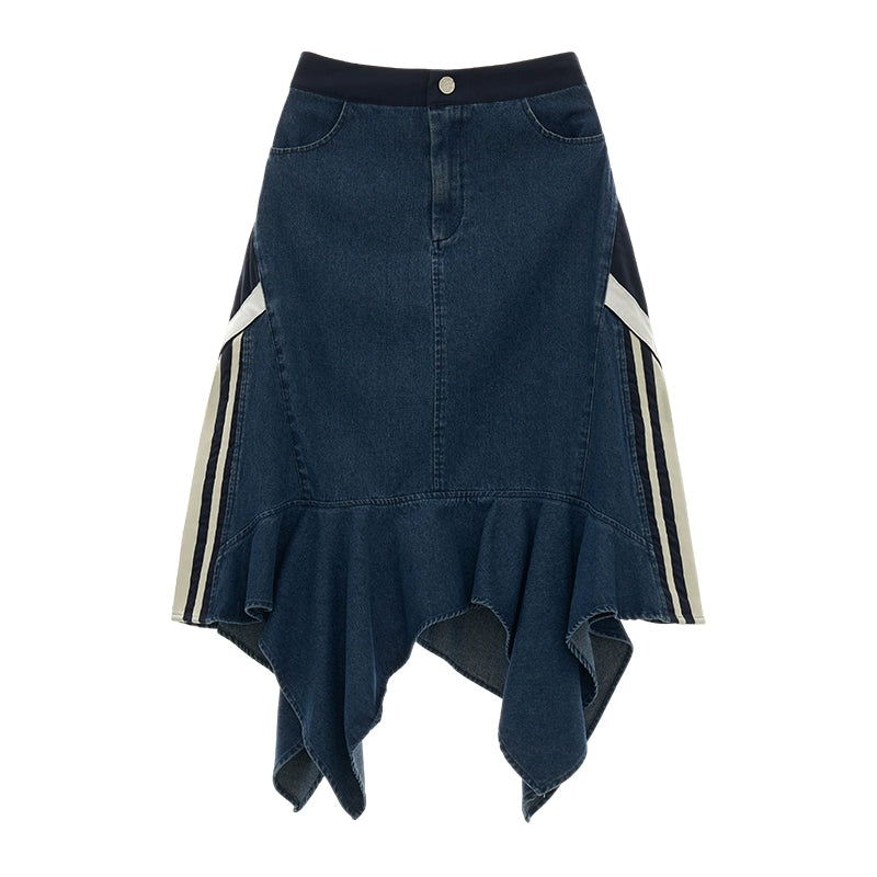 Sporty Stitched Denim Skirt NA5757