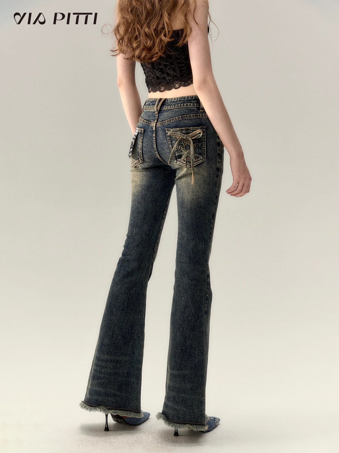 Washed Micro Flare Denim Jeans NA4711