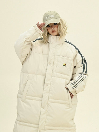 Striped Mid-Length Oversize Puffer Coat NA6249