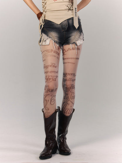 Washed Damage Fray Short Denim Jeans NA9217