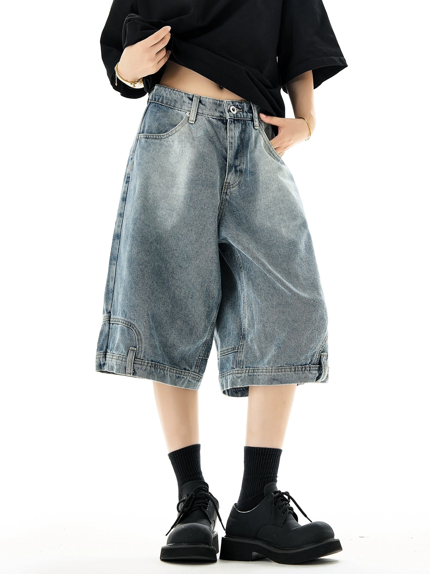 Wide Leg Denim Shorts NA3130