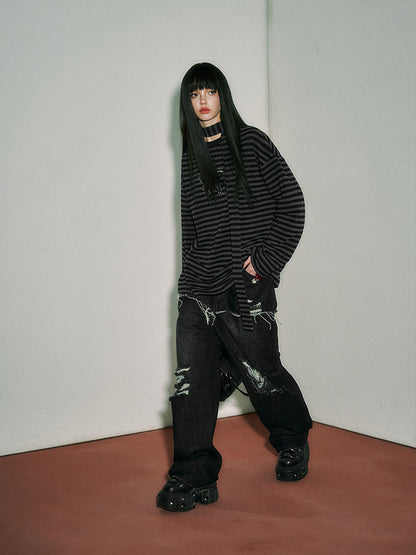 Star Stripe Oversize Long Sleeve T-Shirt & Tank Top NA8919