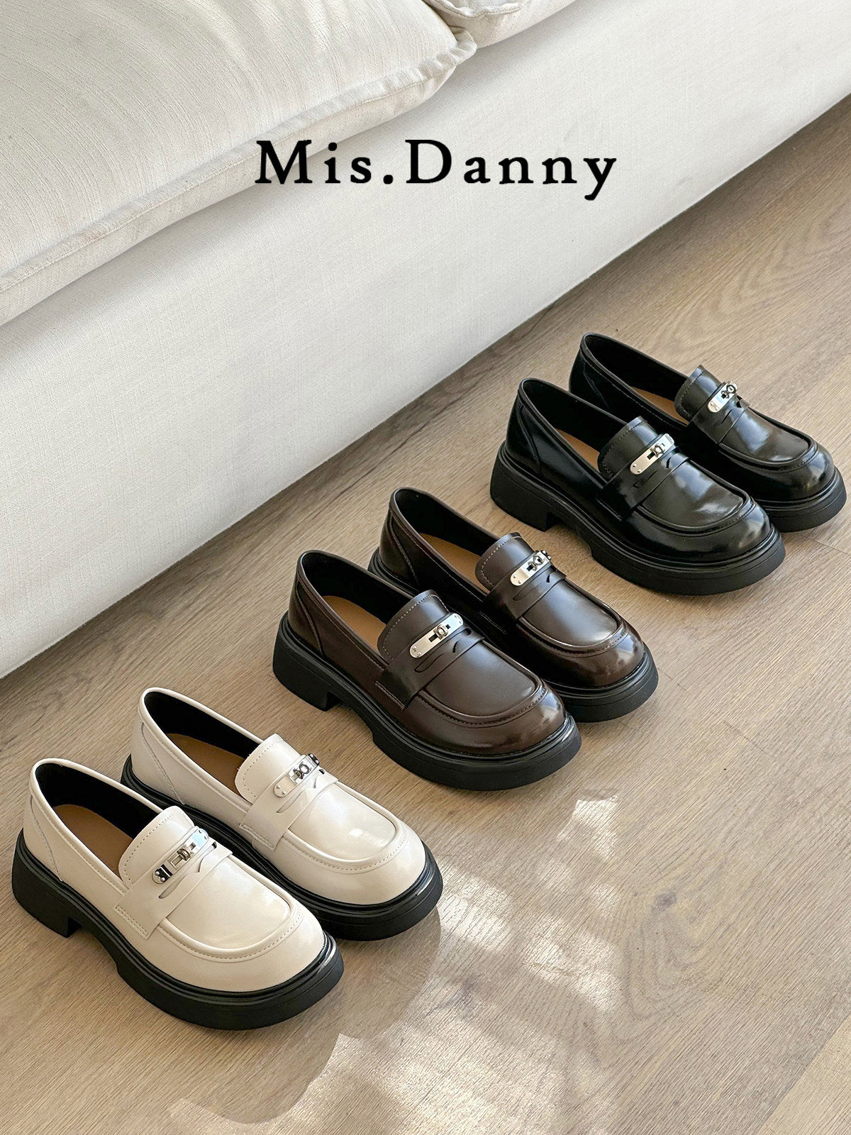 Metal Decoration Platform Thick Sole Loafers NA8757