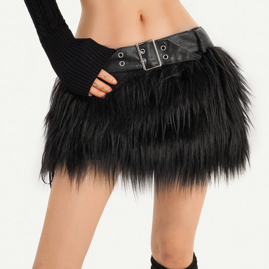 Plush High-Waist Design Short Skirt NA8565