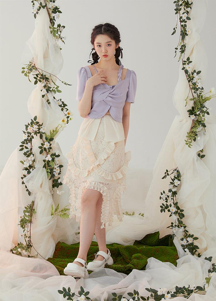 Organza Embroidery Ruffle Skirt WNW1246