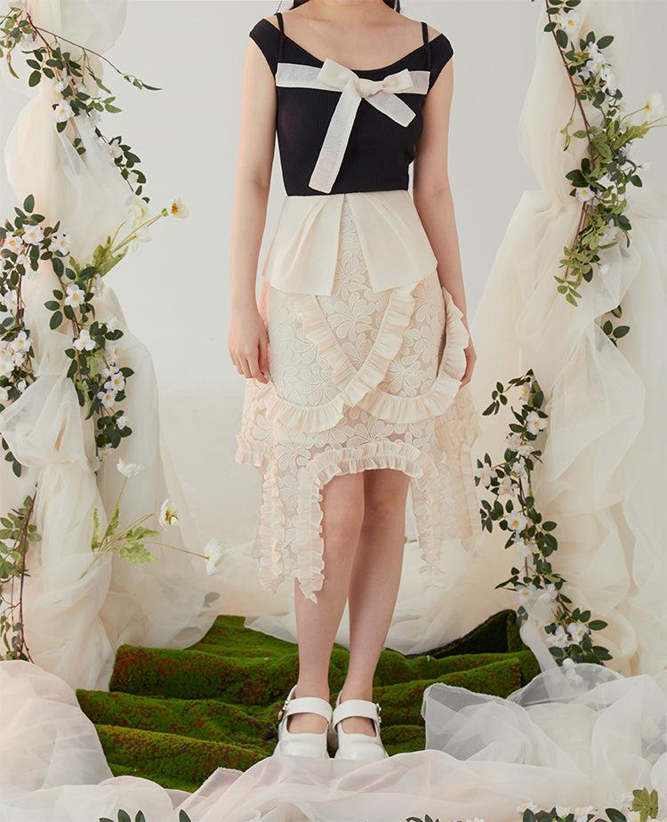 Organza Embroidery Ruffle Skirt WNW1246