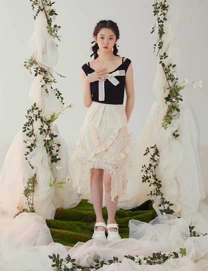 Organza Embroidery Ruffle Skirt WNW1246