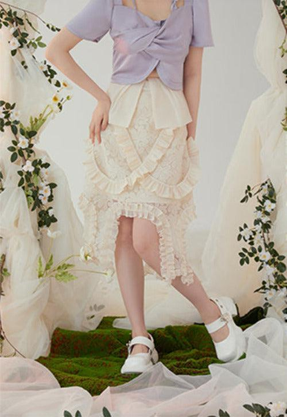 Organza Embroidery Ruffle Skirt WNW1246