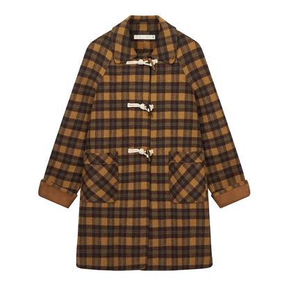 Oversized Checkered Woolen Coat NA1506