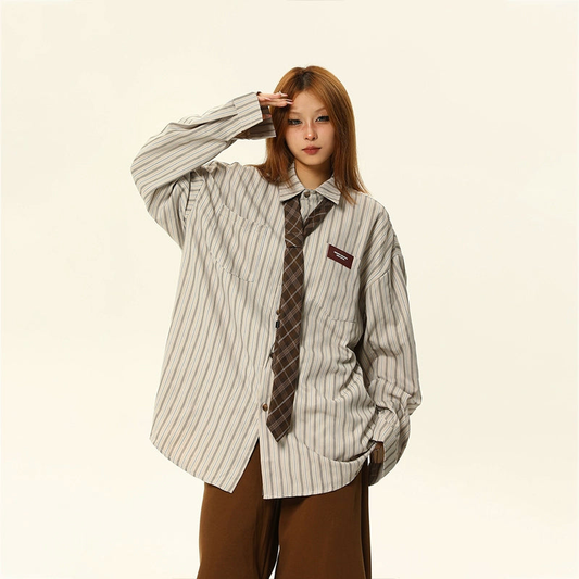 Oversized Stripe Design Shirt NA1812