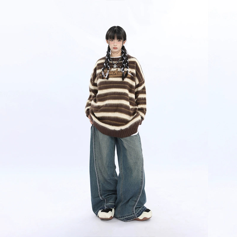 Oversized Stripe Knit Sweater NA1767