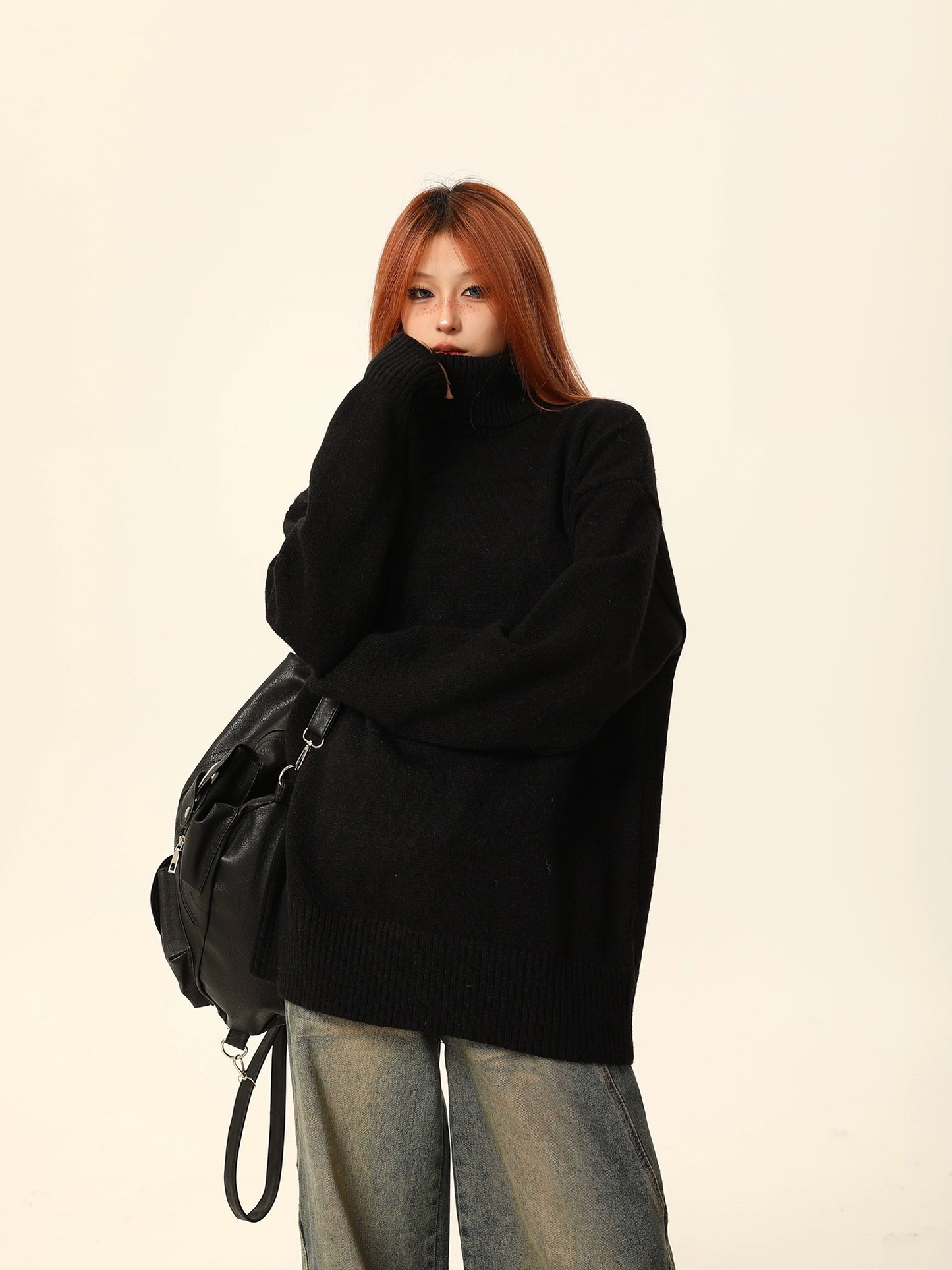 Oversize Turtleneck Knit Sweater NA1808