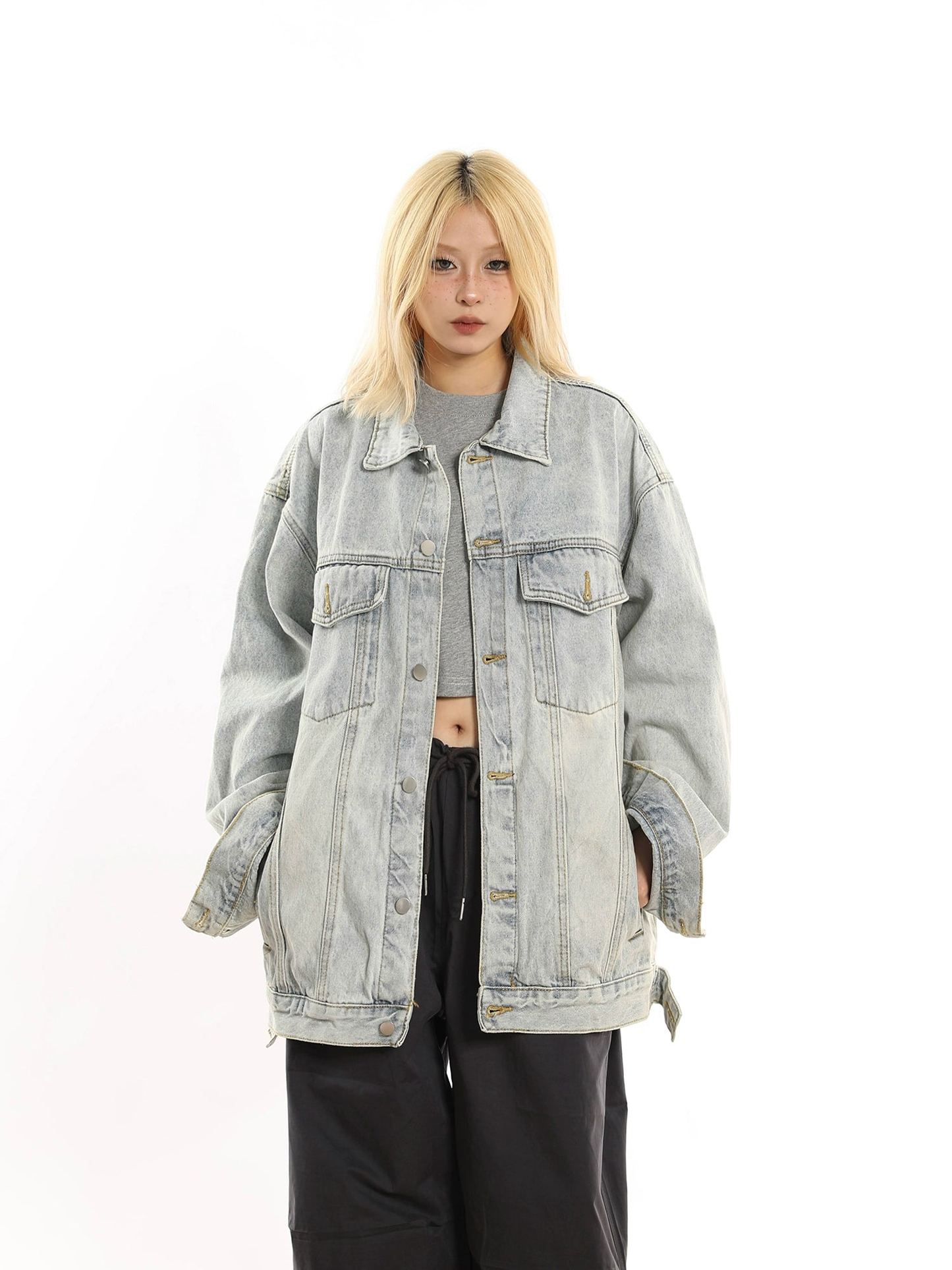 Oversized Washed Denim Jacket NA1700