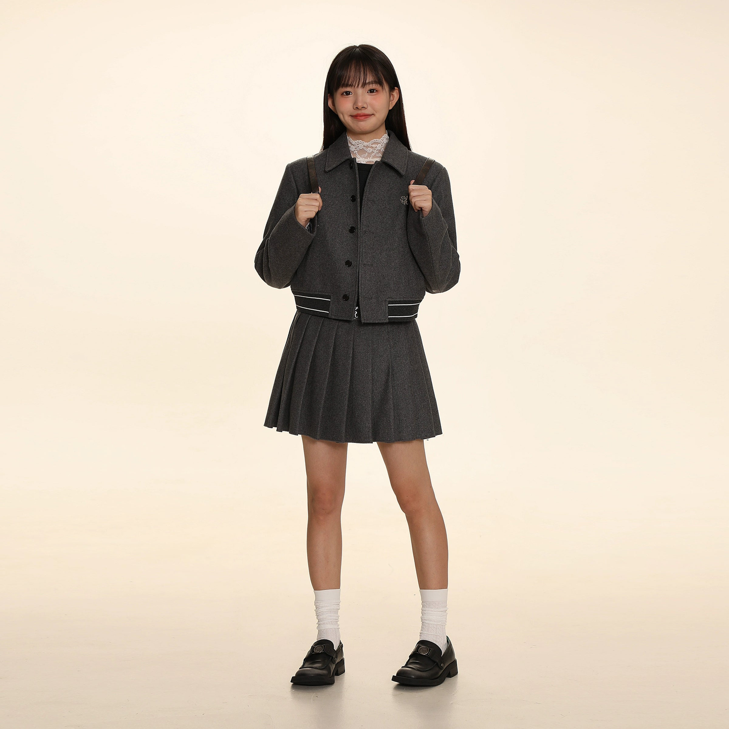 Retro Academy Style  Short Jacket & Pleated Skirt Set  NA1601