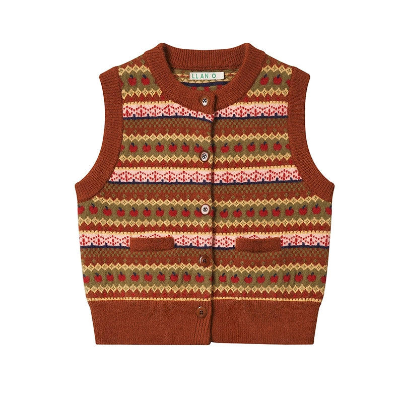 Retro Apple Pattern Knit Vest NA1526