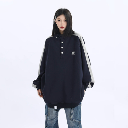 Retro Design Standing-collar Pullover Sweatshirt NA1736