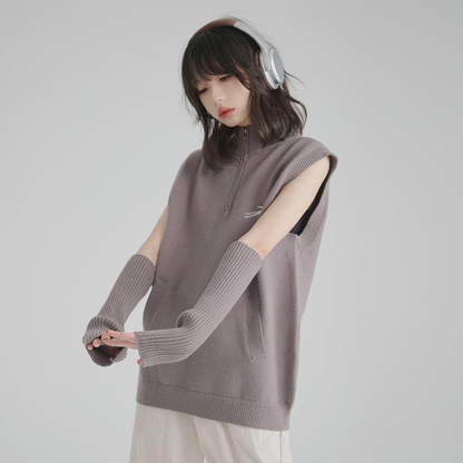 Sleeve Half Zip Knit &amp; Knit Arm Cover WNW0144