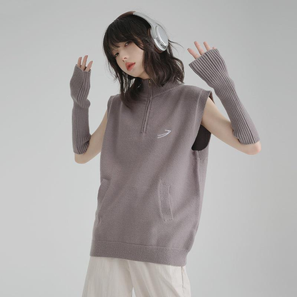 Sleeve Half Zip Knit &amp; Knit Arm Cover WNW0144