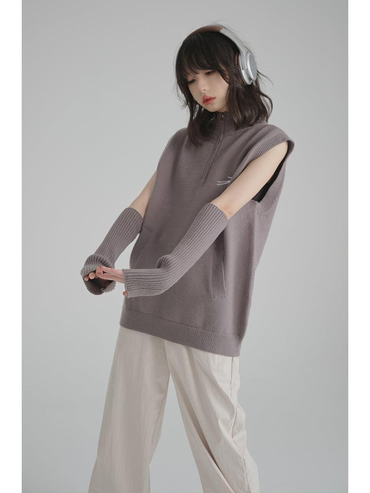 Sleeve Half Zip Knit &amp; Knit Arm Cover WNW0144