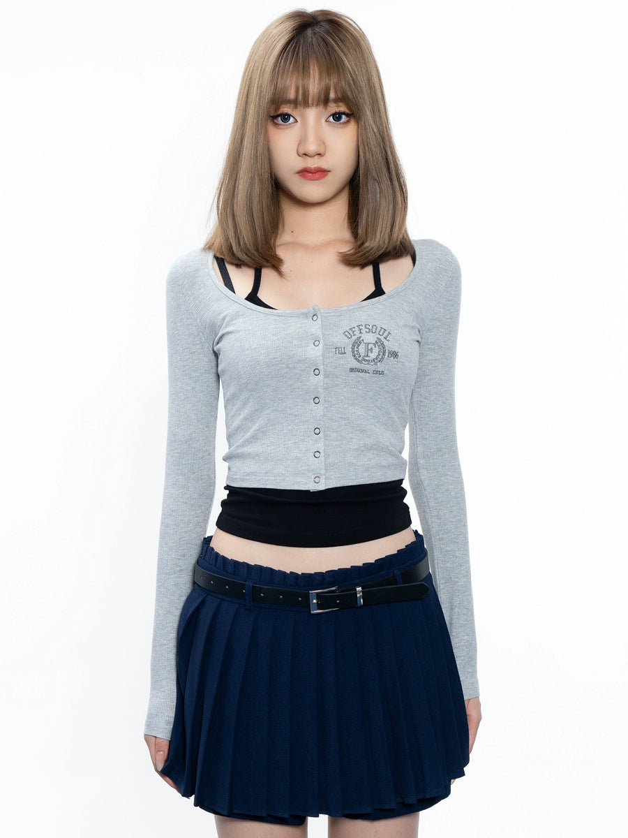 Slim Fake Two-Piece long sleeve Top NA1944