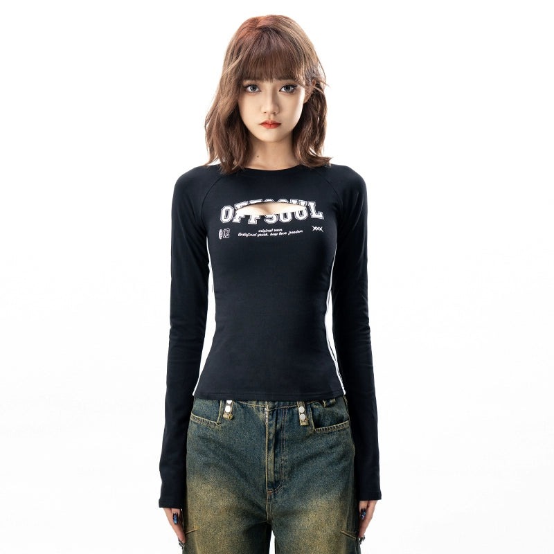 Slim Short Round Neck Long Sleeve T-shirt NA1910