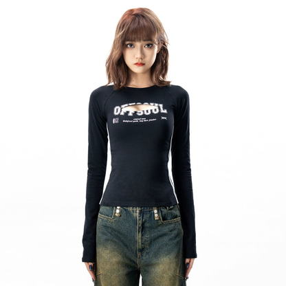 Slim Short Round Neck Long Sleeve T-shirt NA1910