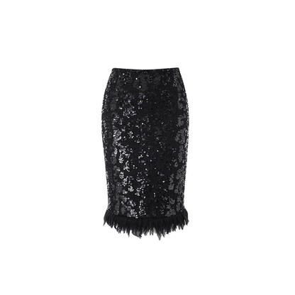 Sparkling Sequin Mid Length Slim Fit Wrapped Hip A-line Skirt NA1561