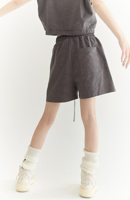 Sporty Elastic Waist Casual Shorts WNW1419