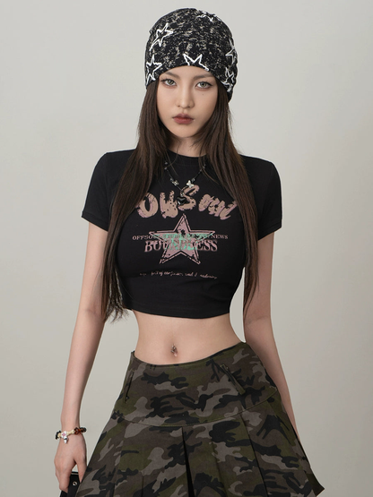 Street Style Crop Top Short Sleeve T-shirt NA2116