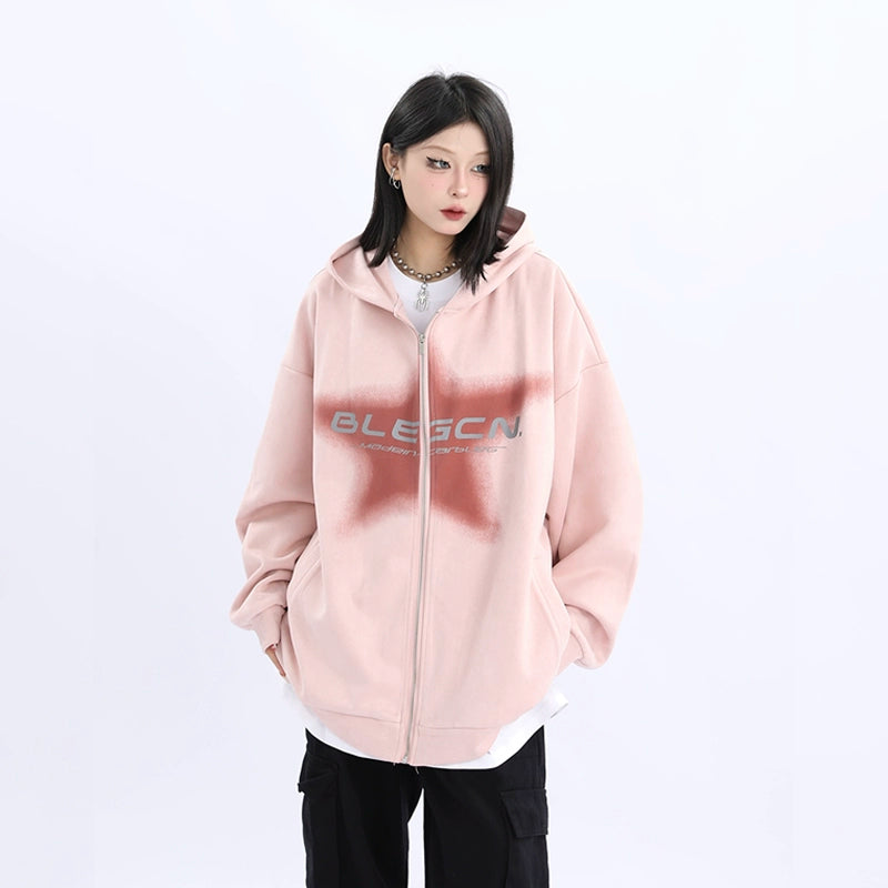 Suede Oversize Zipper Hoodie NA1744