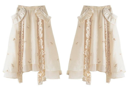 Two-wear Rose Jacquard Detachable Frill Shoulder Suspender Skirt Dress WNW1241