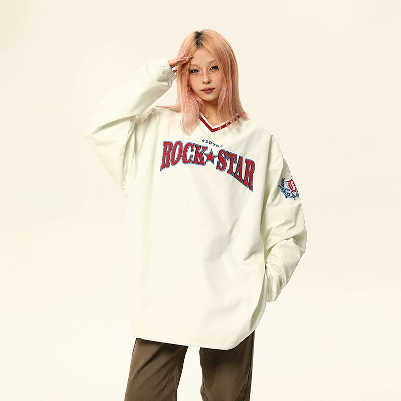 V-neck Drawstring Pullover Sweatshirt NA1748