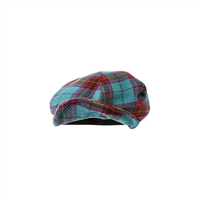 Vintage Plaid British Beret Woolen Octagonal Hat NA1585