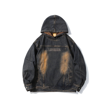 Washed Pullover Hooded Denim Jacket NA1773