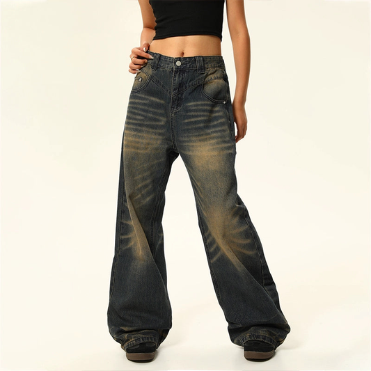 Washed wide-leg denim jeans NA1722