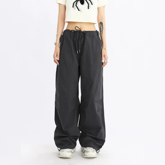 Wide-Leg Drawstring Cargo Pants NA1781