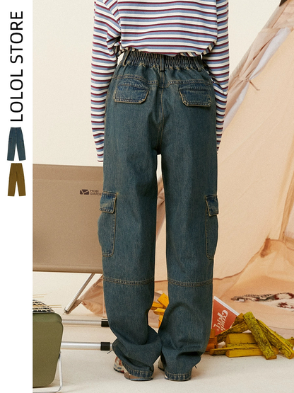 Wide-leg Denim Workwear Pants NA1691