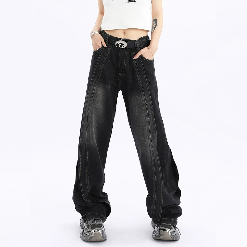 Wide-leg Straight Denim Jeans NA1801
