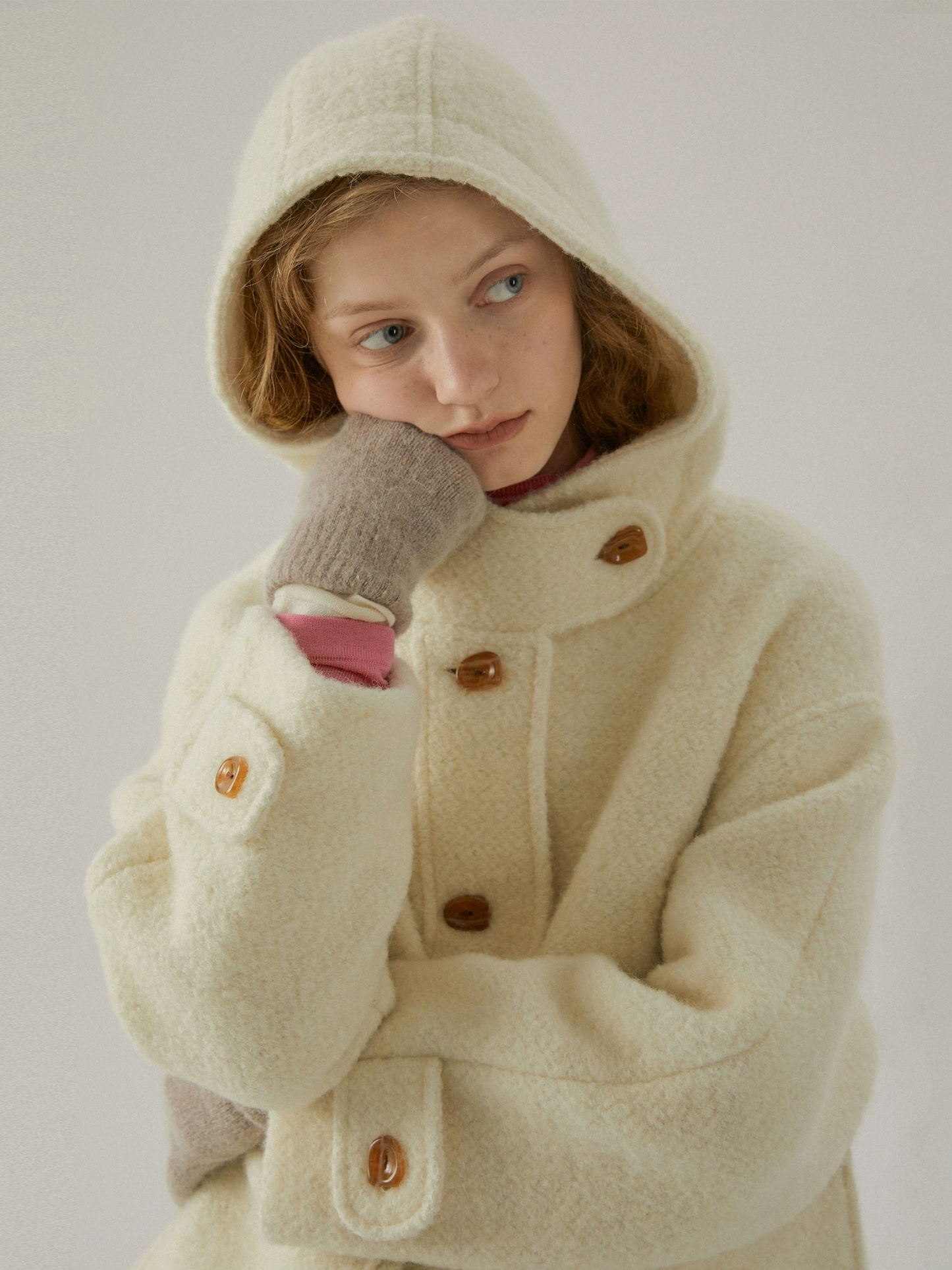 Wool Blend Cocoon Hooded Coat NA1509