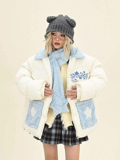 Star Pattern Shawl Collar Puffer Jacket NA6443