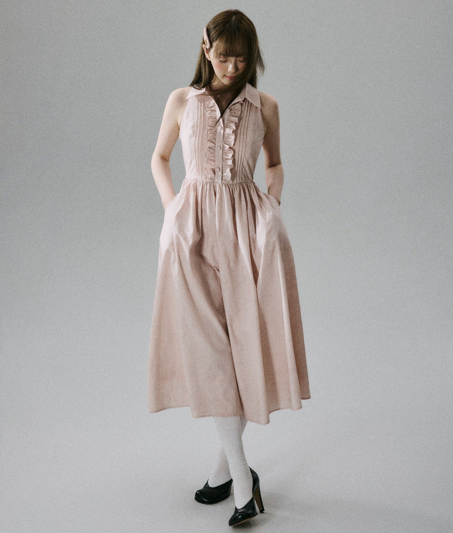 Halterneck Pocket Long Skirt Dress NA8803