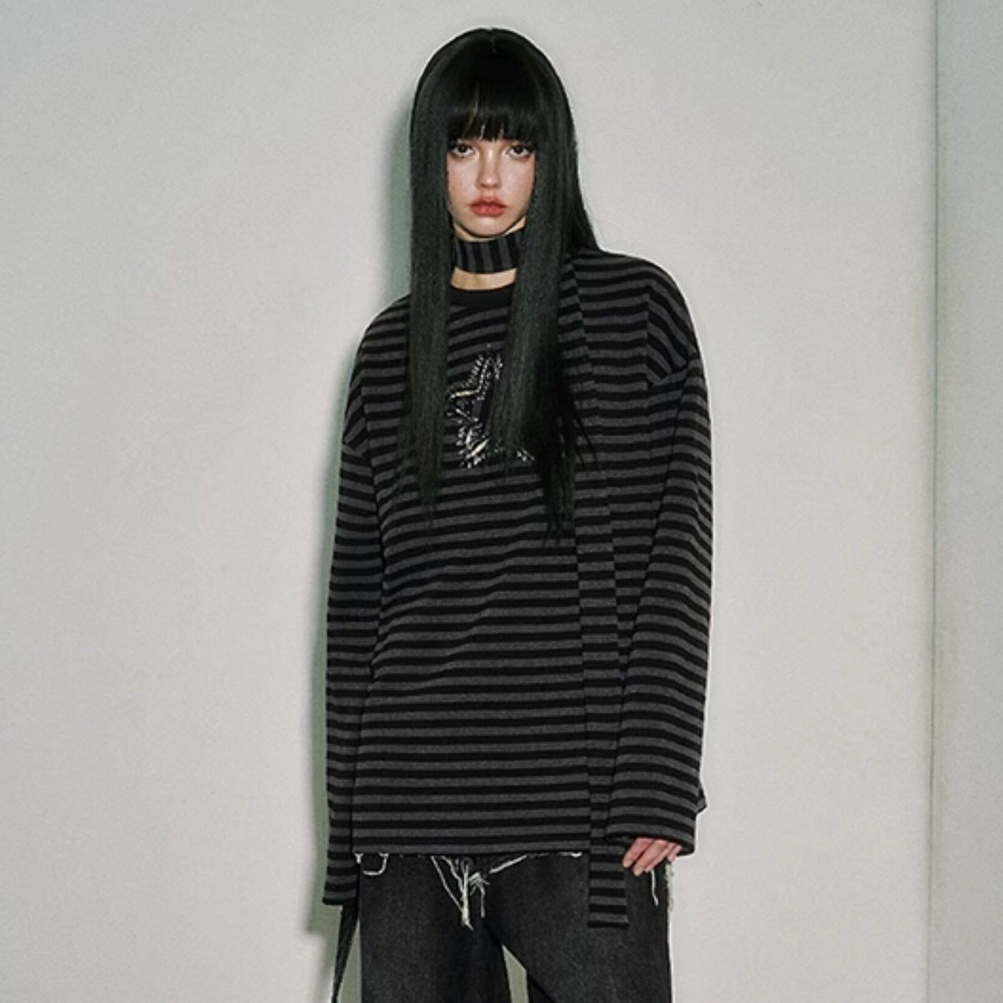 Star Stripe Oversize Long Sleeve T-Shirt & Tank Top NA8919