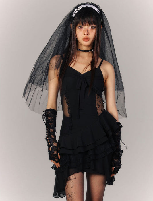 Lace Asymmetrical Layered Fitted Dress NA9218