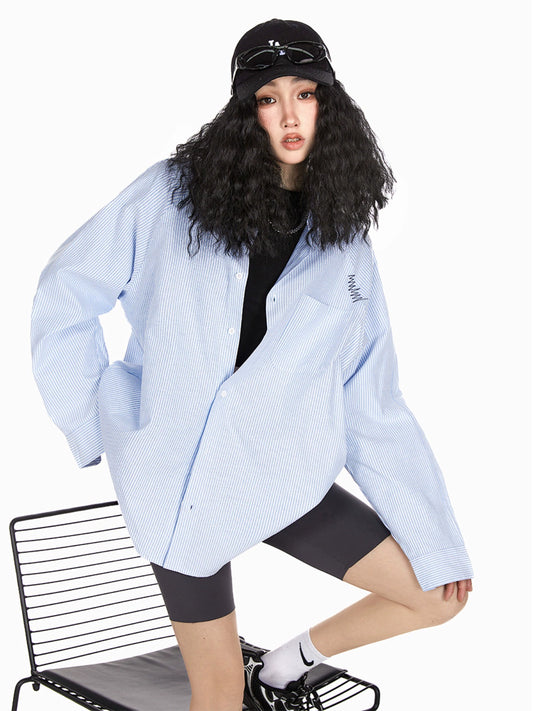 Simple Design Oversized Casual Long Sleeve Shirt NA2290